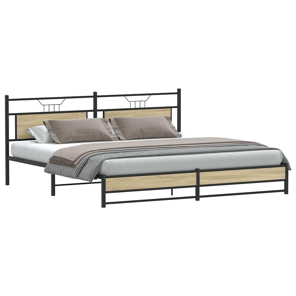 Sengeramme i metall uten madrass sonoma eik 200x200 cm