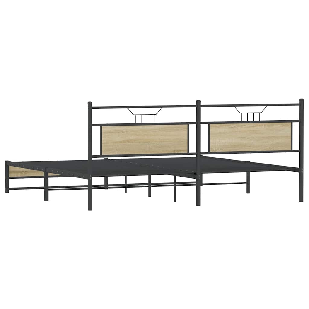 Sengeramme i metall uten madrass sonoma eik 200x200 cm