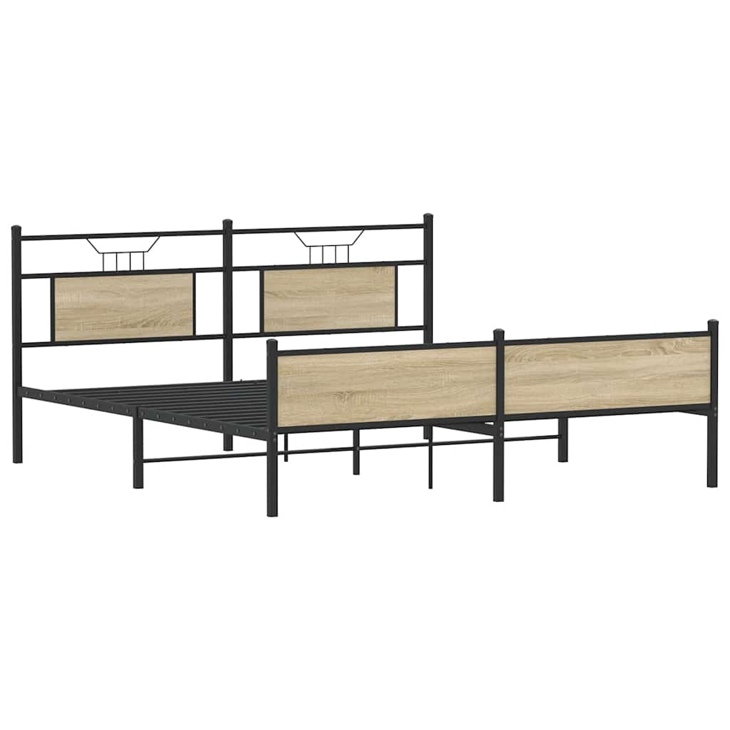 Sengeramme i metall uten madrass sonoma eik 183x213 cm