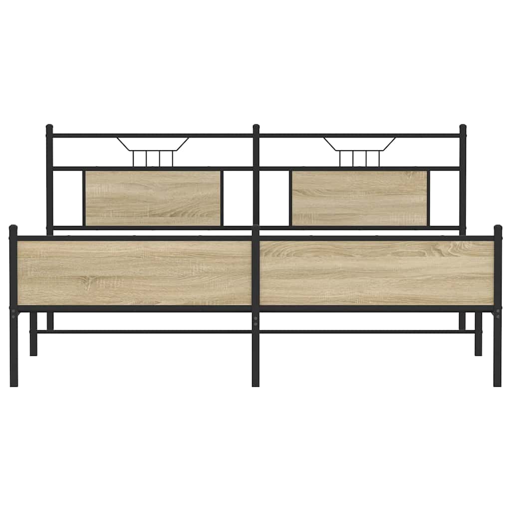Sengeramme i metall uten madrass sonoma eik 183x213 cm