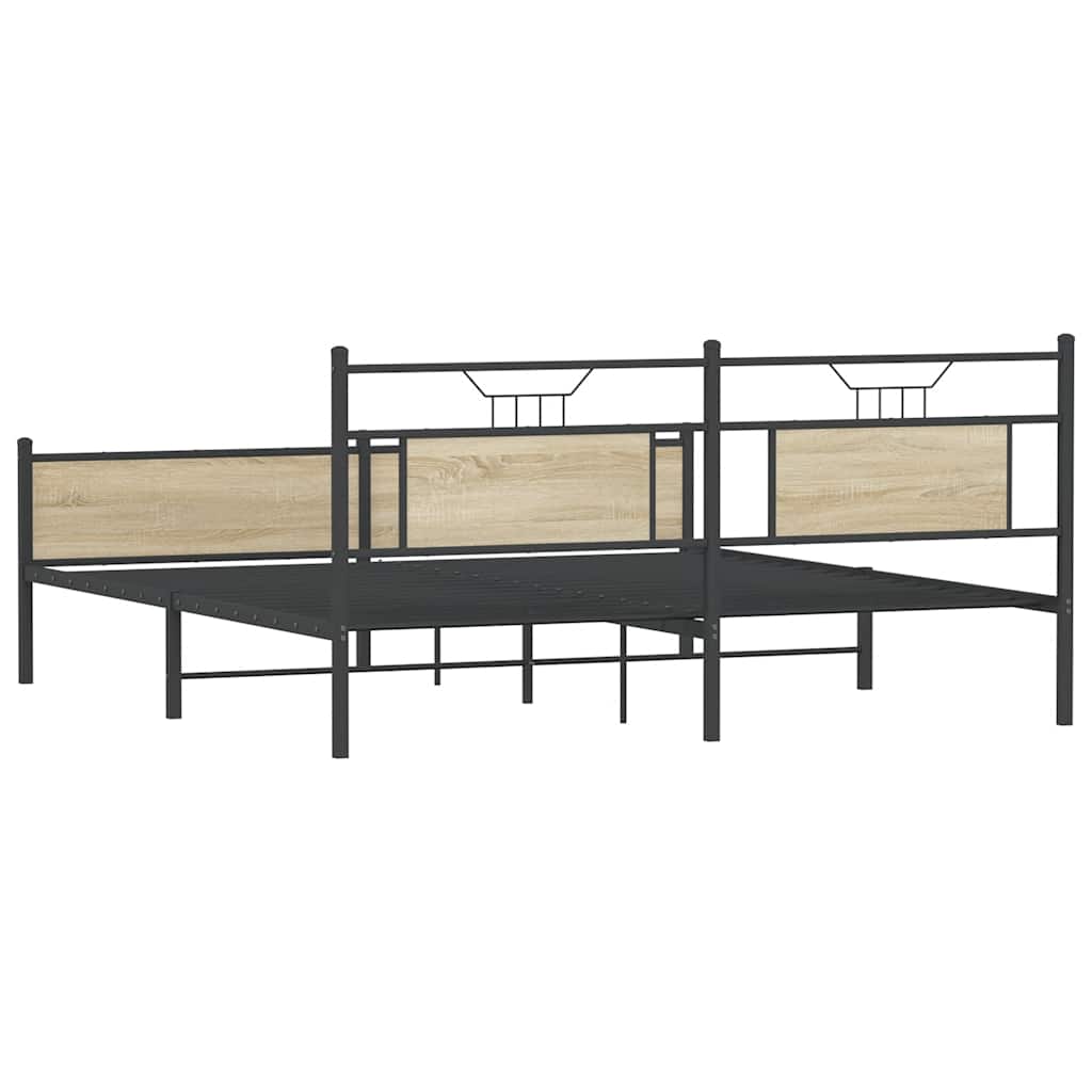 Sengeramme i metall uten madrass sonoma eik 183x213 cm