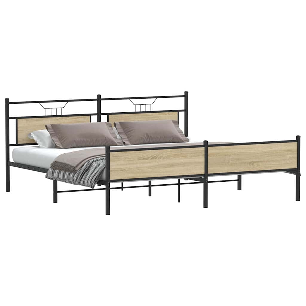 Sengeramme i metall uten madrass sonoma eik 200x200 cm