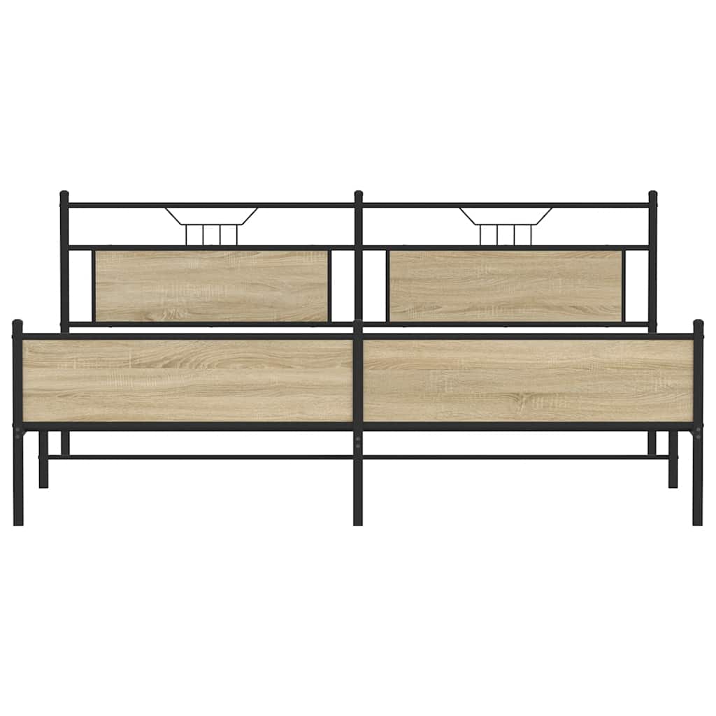 Sengeramme i metall uten madrass sonoma eik 200x200 cm