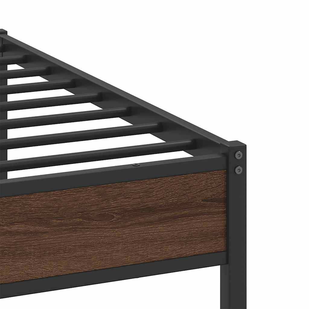 Sengeramme i metall uten madrass brun eik 200x200 cm