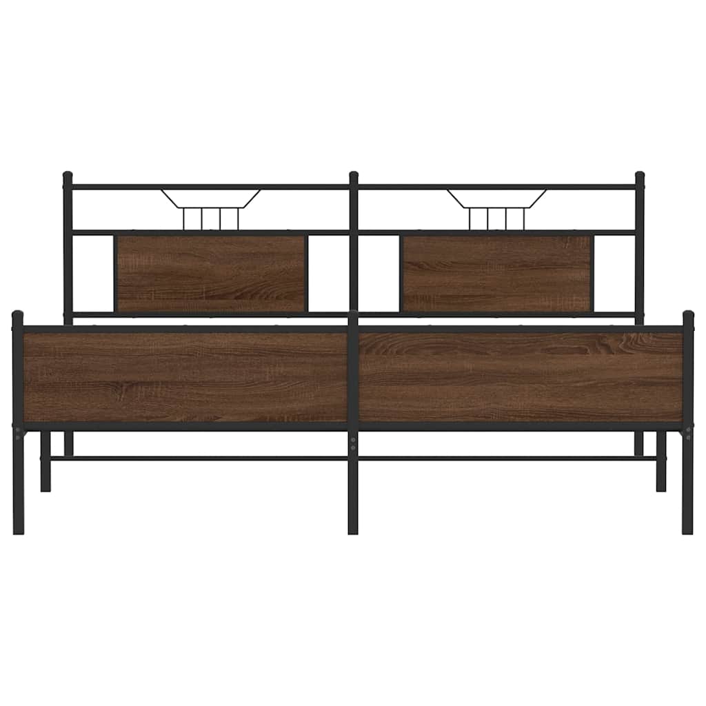 Sengeramme i metall uten madrass brun eik 160x200 cm