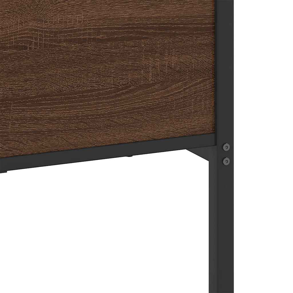 Sengeramme i metall uten madrass brun eik 193x201 cm