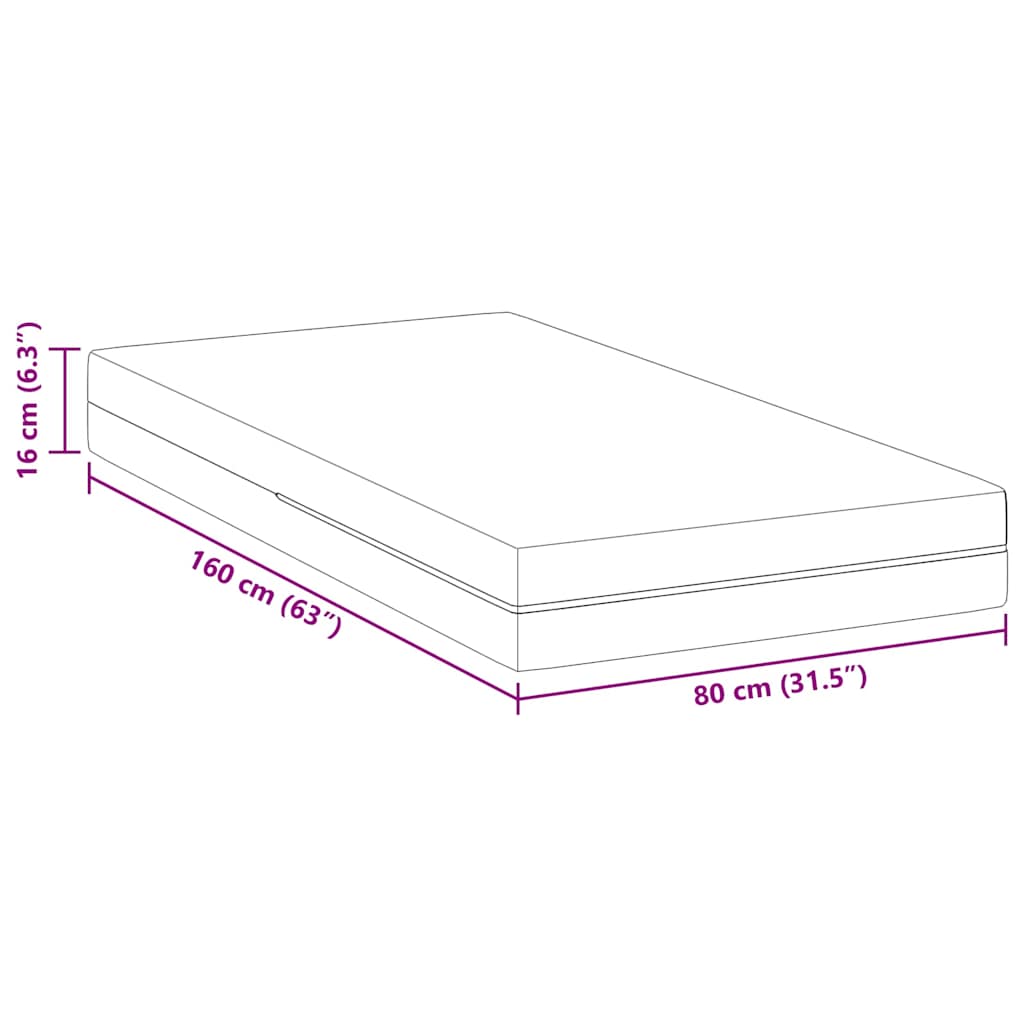 Madrass Hvit 80 x 160 cm myk skum