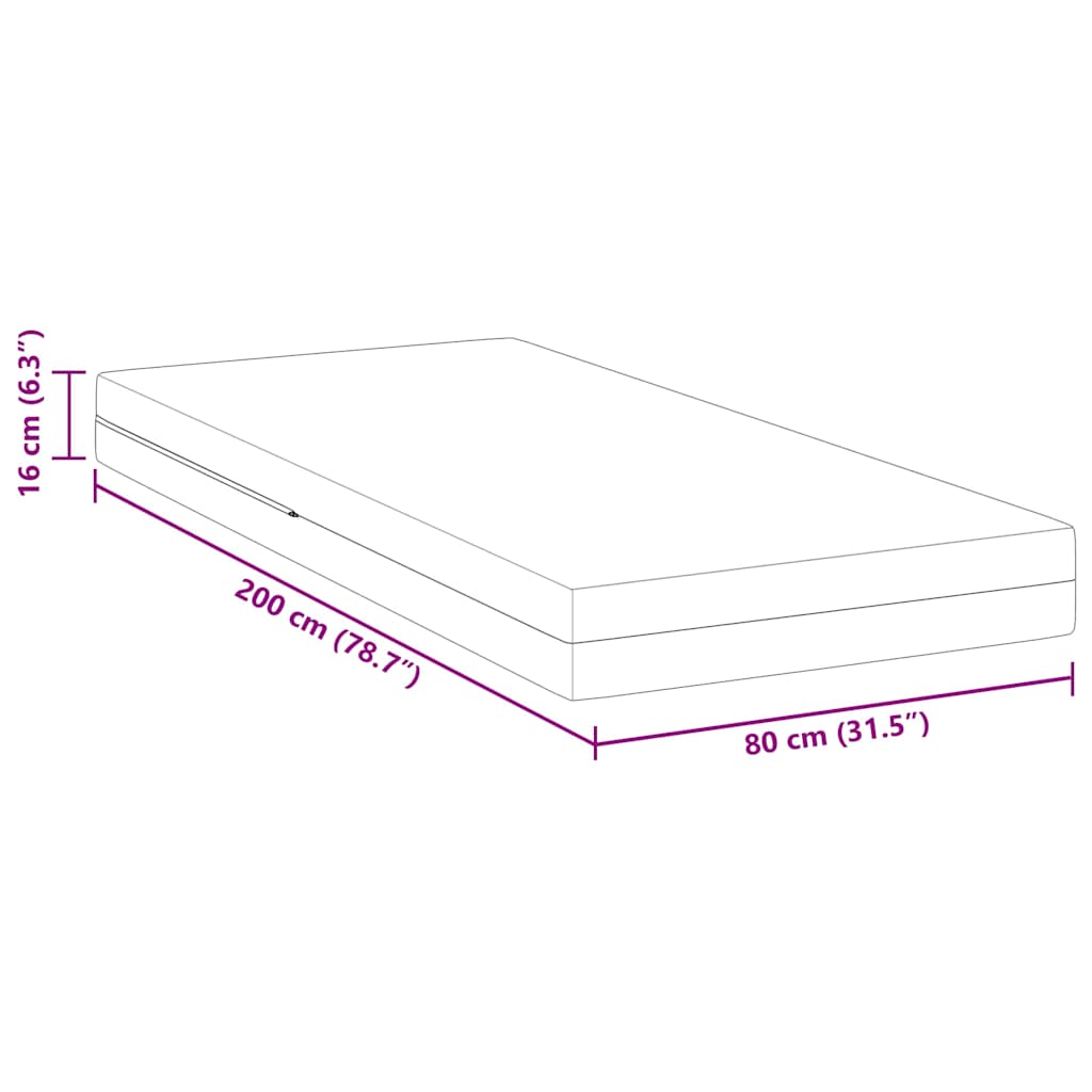 Madrass Hvit 80 x 200 cm myk skum