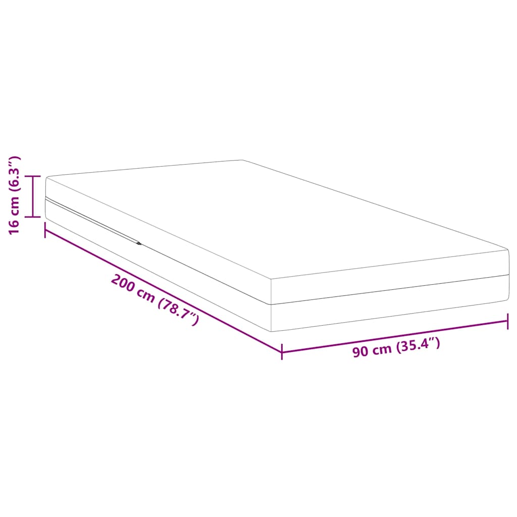 Madrass Hvit 90 x 200 cm myk skum