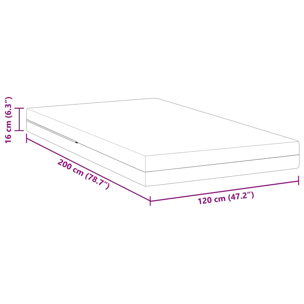 Madrass Hvit 120 x 200 cm myk skum