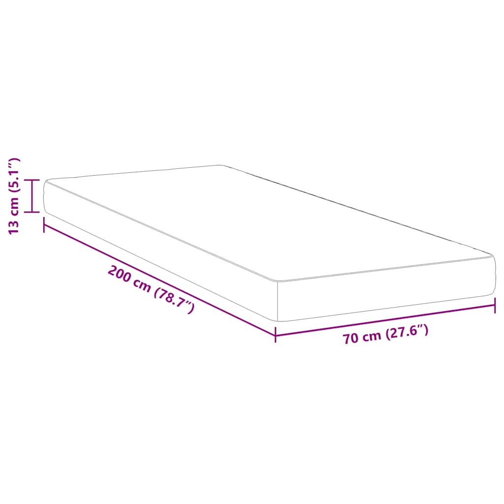 Madrass Hvit 70 x 200 cm myk skum