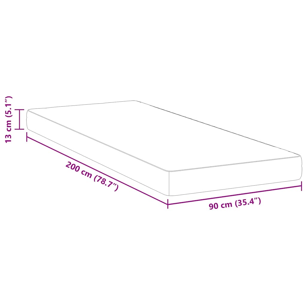 Madrass Hvit 90 x 200 cm myk skum