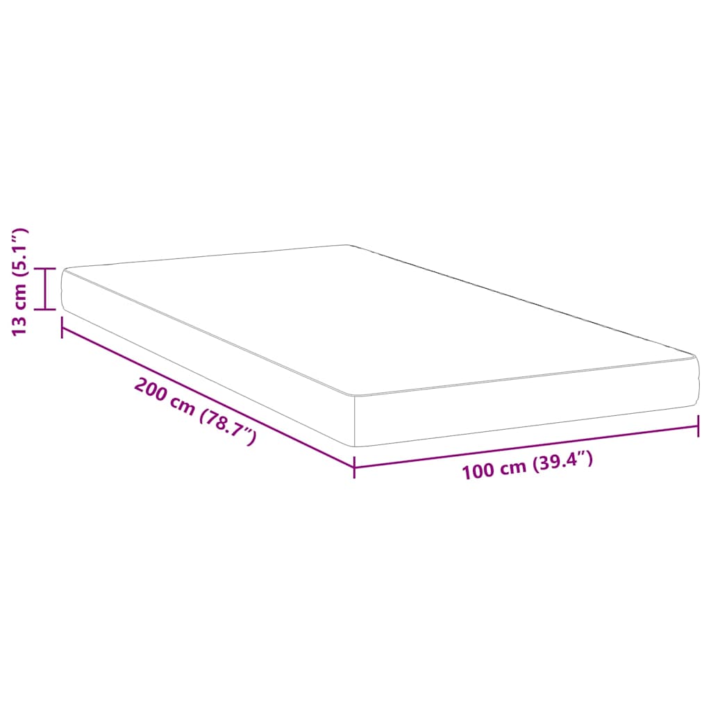 Madrass Hvit 100 x 200 cm myk skum