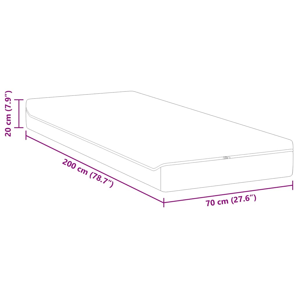Madrass Hvit, Grå 70 x 200 cm myk skum