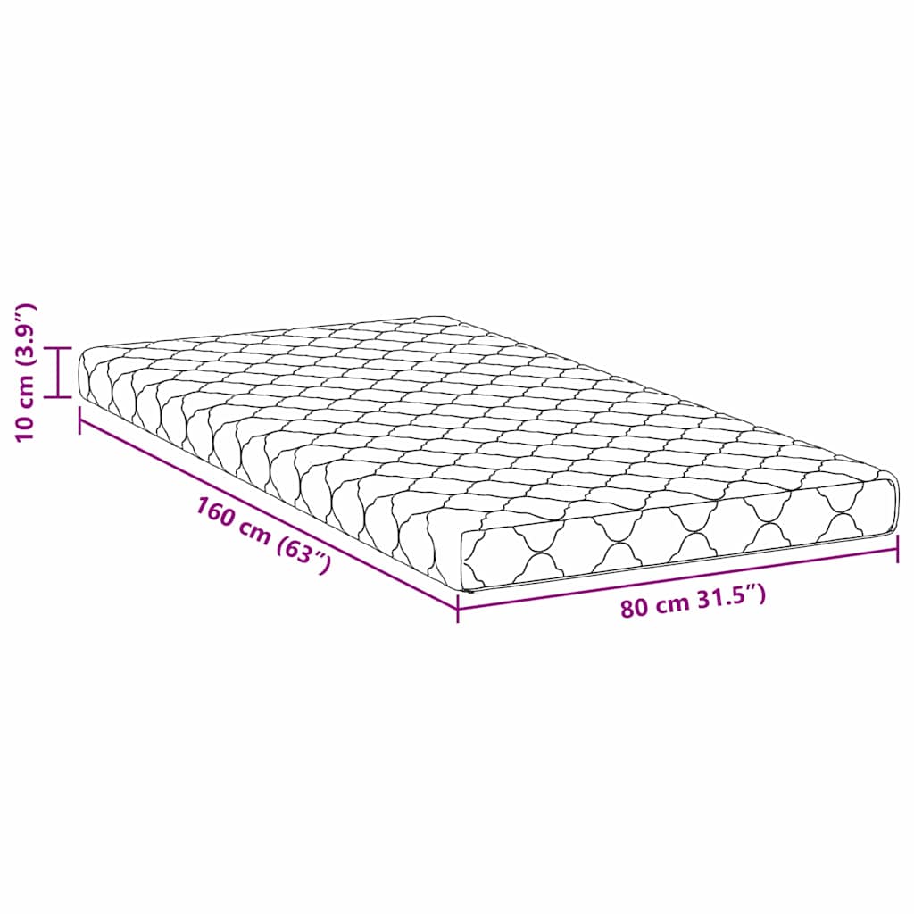 Madrass Hvit 160 x 80 cm myk skum