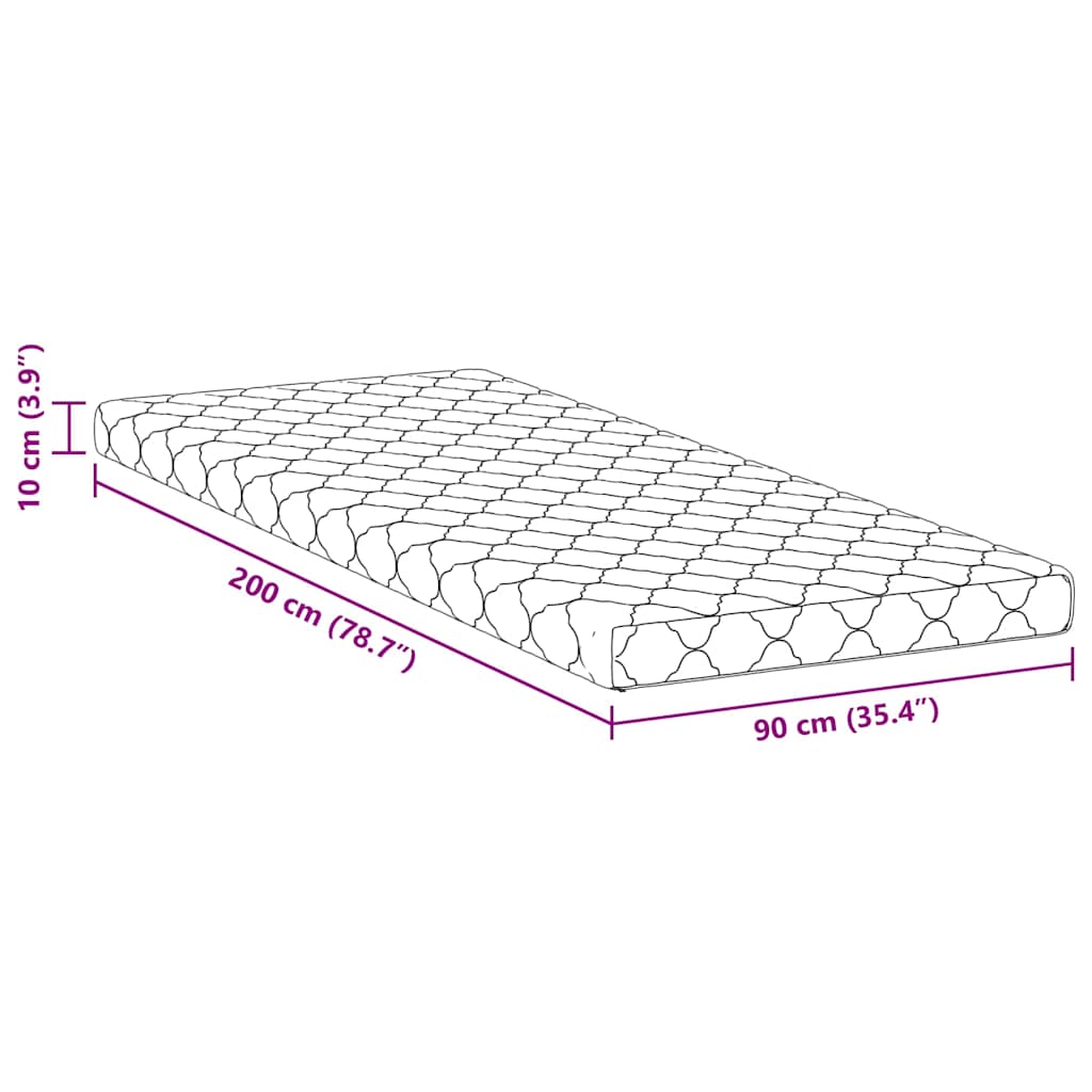 Madrass Hvit 200 x 90 cm myk skum