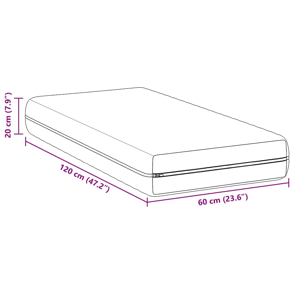 Madrass Hvit 60 x 120 cm Polyester