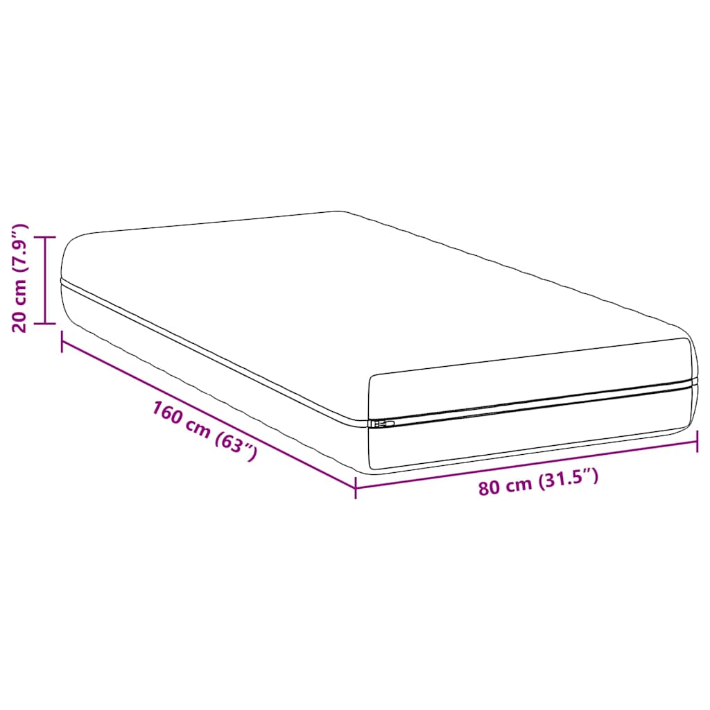 Madrass Hvit 80 x 160 cm Polyester