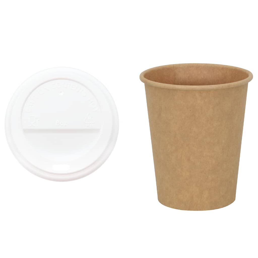 Papir kaffekopper med lokk 1000 stk 8oz 200 ml vidaXL