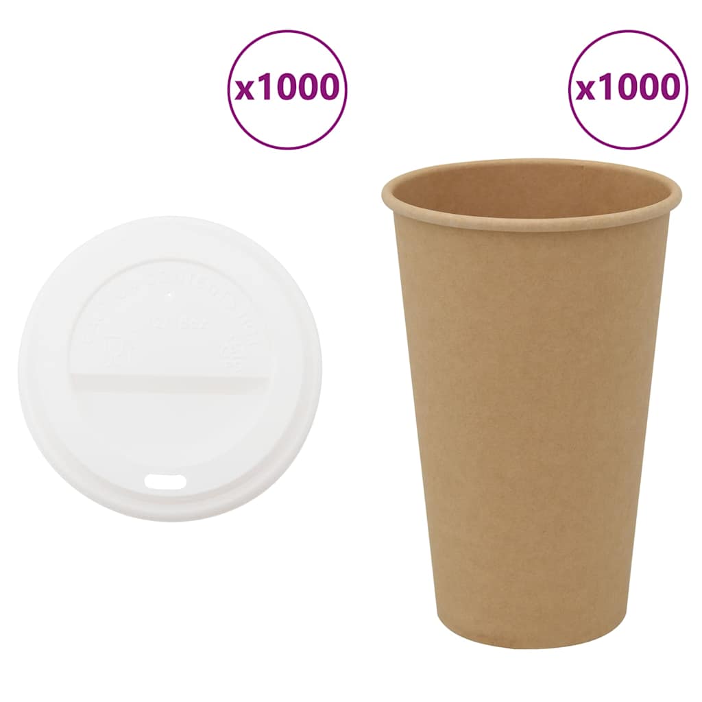 Papir kaffekopper med lokk 1000 stk 16oz 400 ml