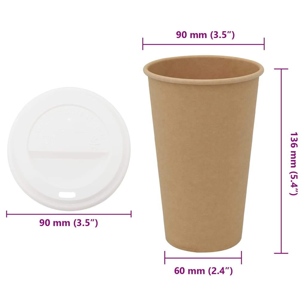 Papir kaffekopper med lokk 1000 stk 16oz 400 ml