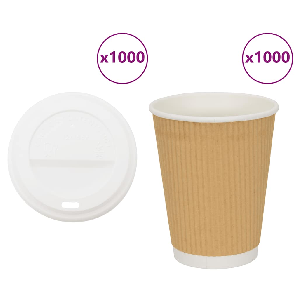 Papir kaffekopper med lokk 1000 stk 16oz 400 ml vidaXL
