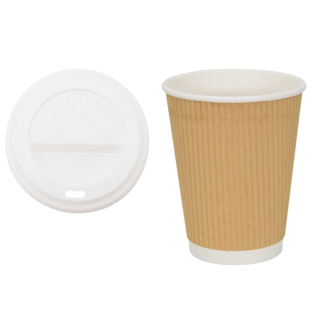 Papir kaffekopper med lokk 1000 stk 16oz 400 ml vidaXL