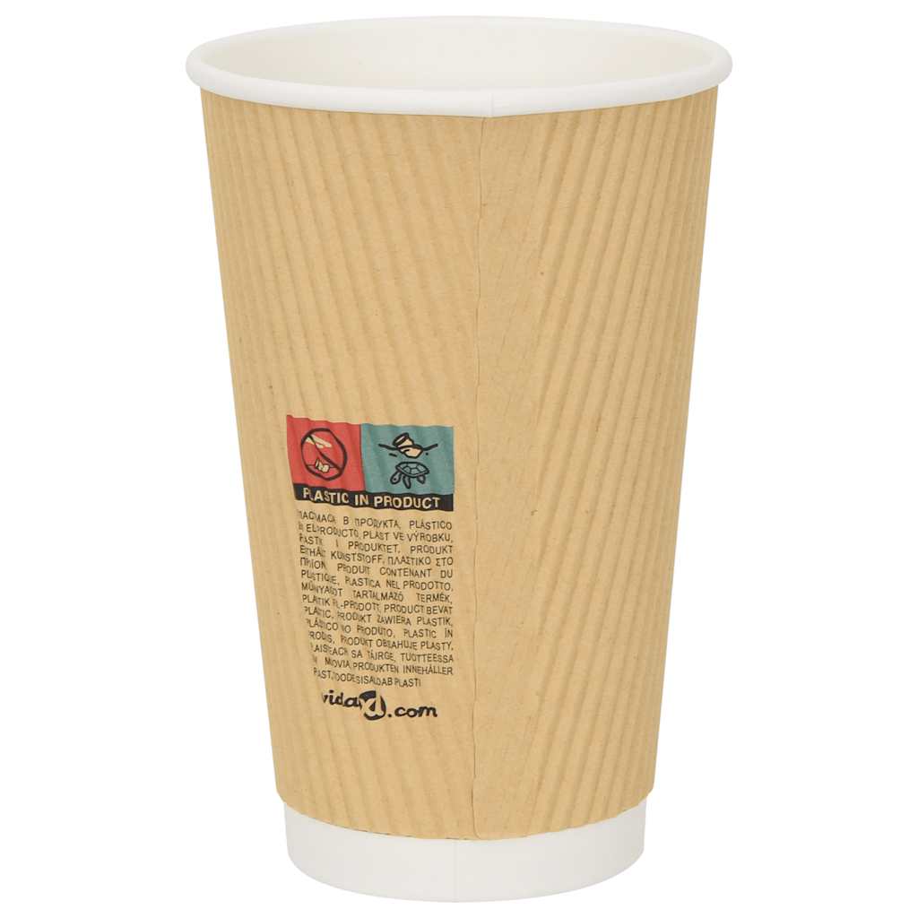 Papir kaffekopper med lokk 1000 stk 16oz 400 ml vidaXL