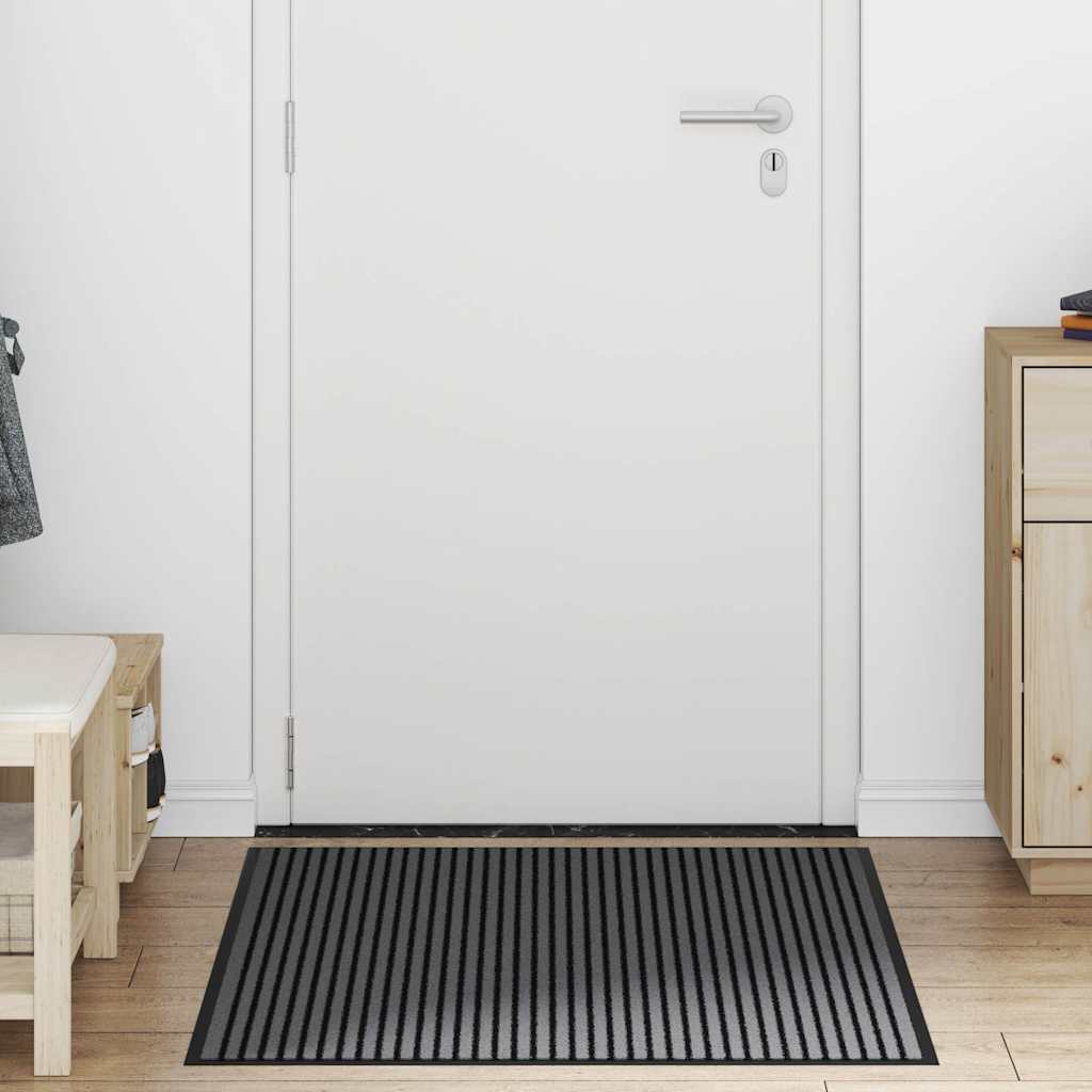Dørmatte Stripe Svart og Grå 90x120 cm