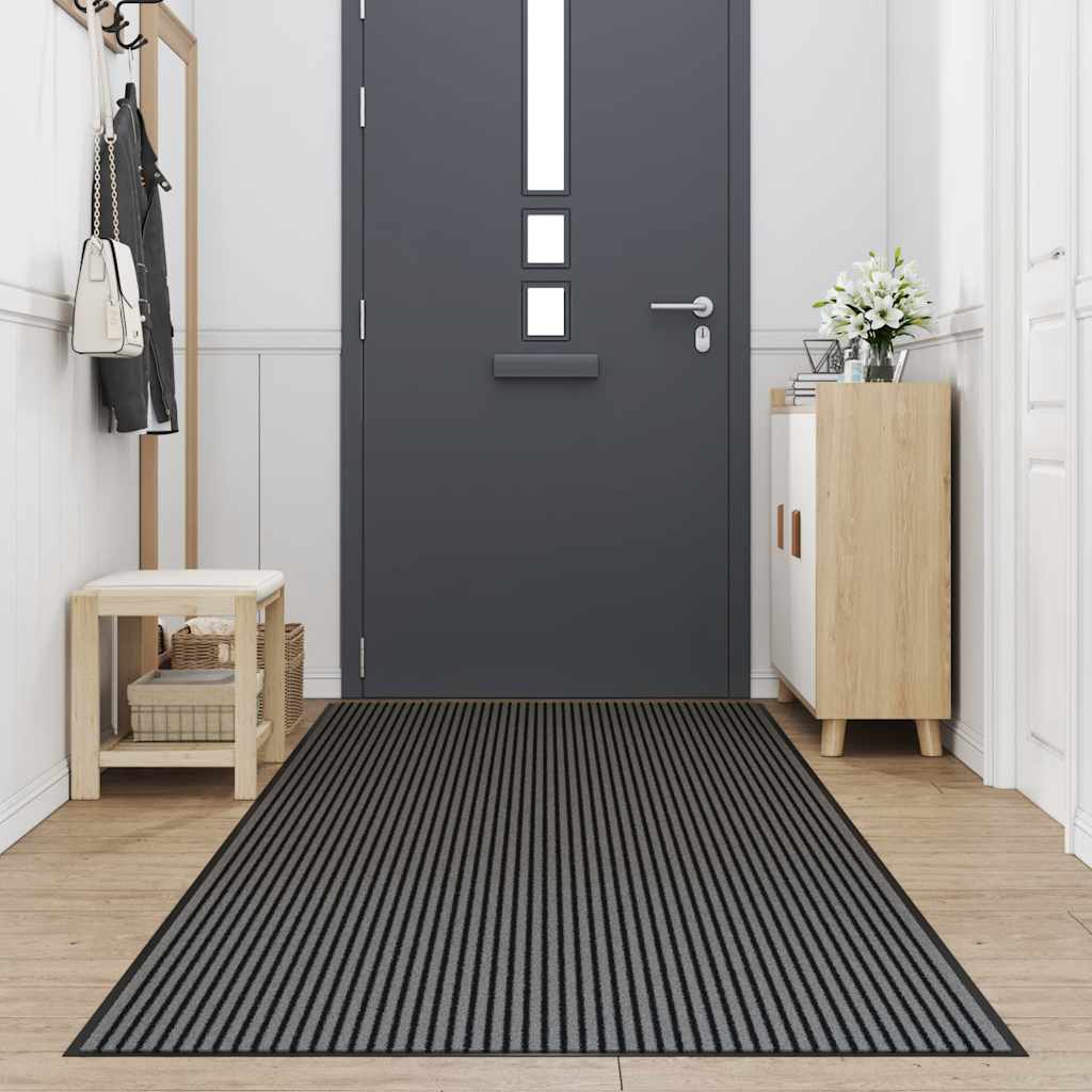 Dørmatte Stripe Svart og Grå 115x400 cm