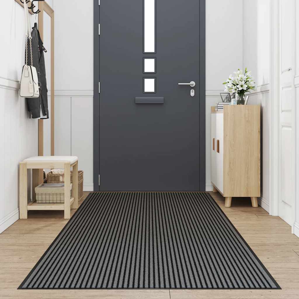 Dørmatte Stripe Svart og Grå 115x500 cm
