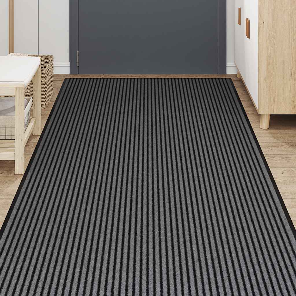 Dørmatte Stripe Svart og Grå 115x500 cm