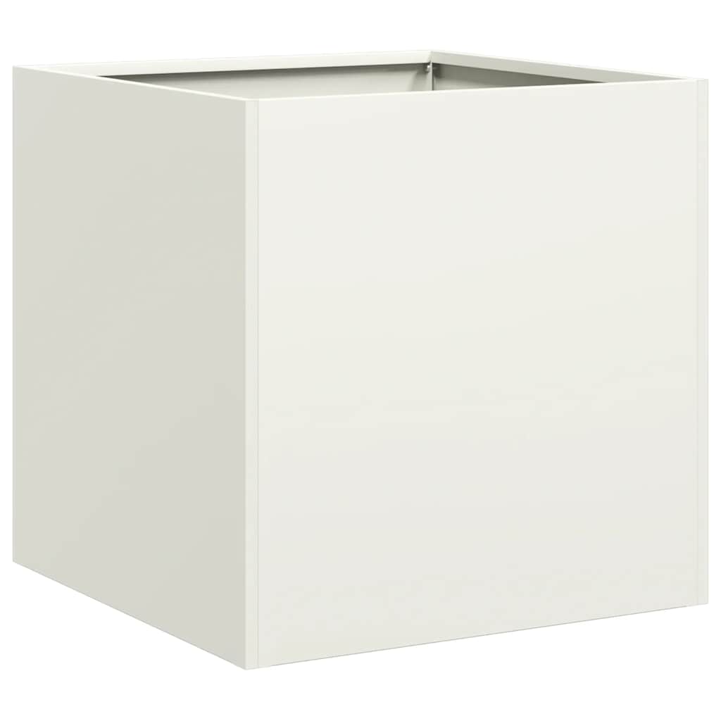 Plantekasse hvit 40x40x40 cm kaldvalset stål