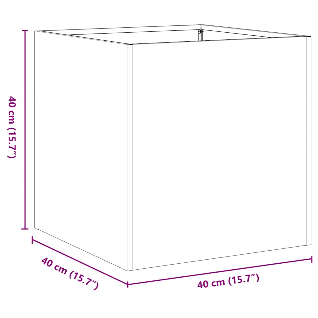 Plantekasse hvit 40x40x40 cm kaldvalset stål