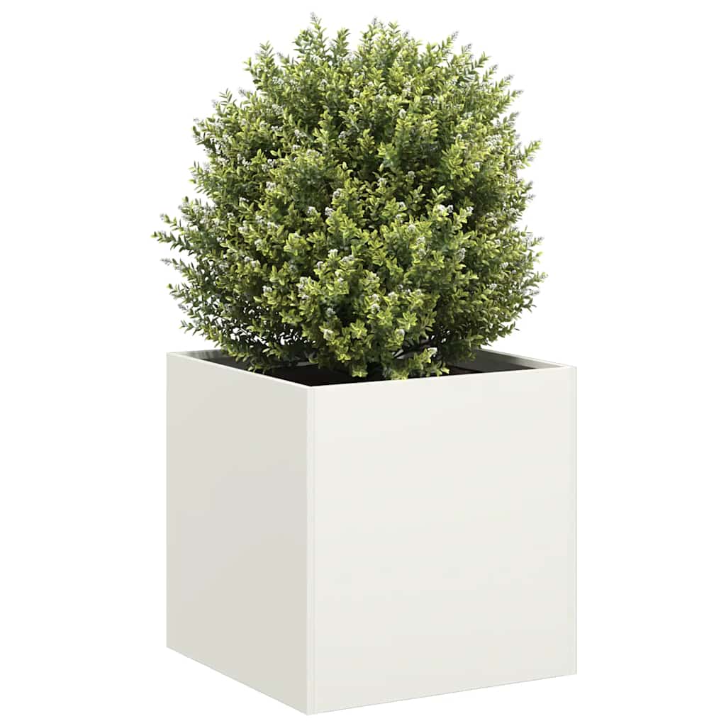 Plantekasse hvit 40x40x40 cm kaldvalset stål