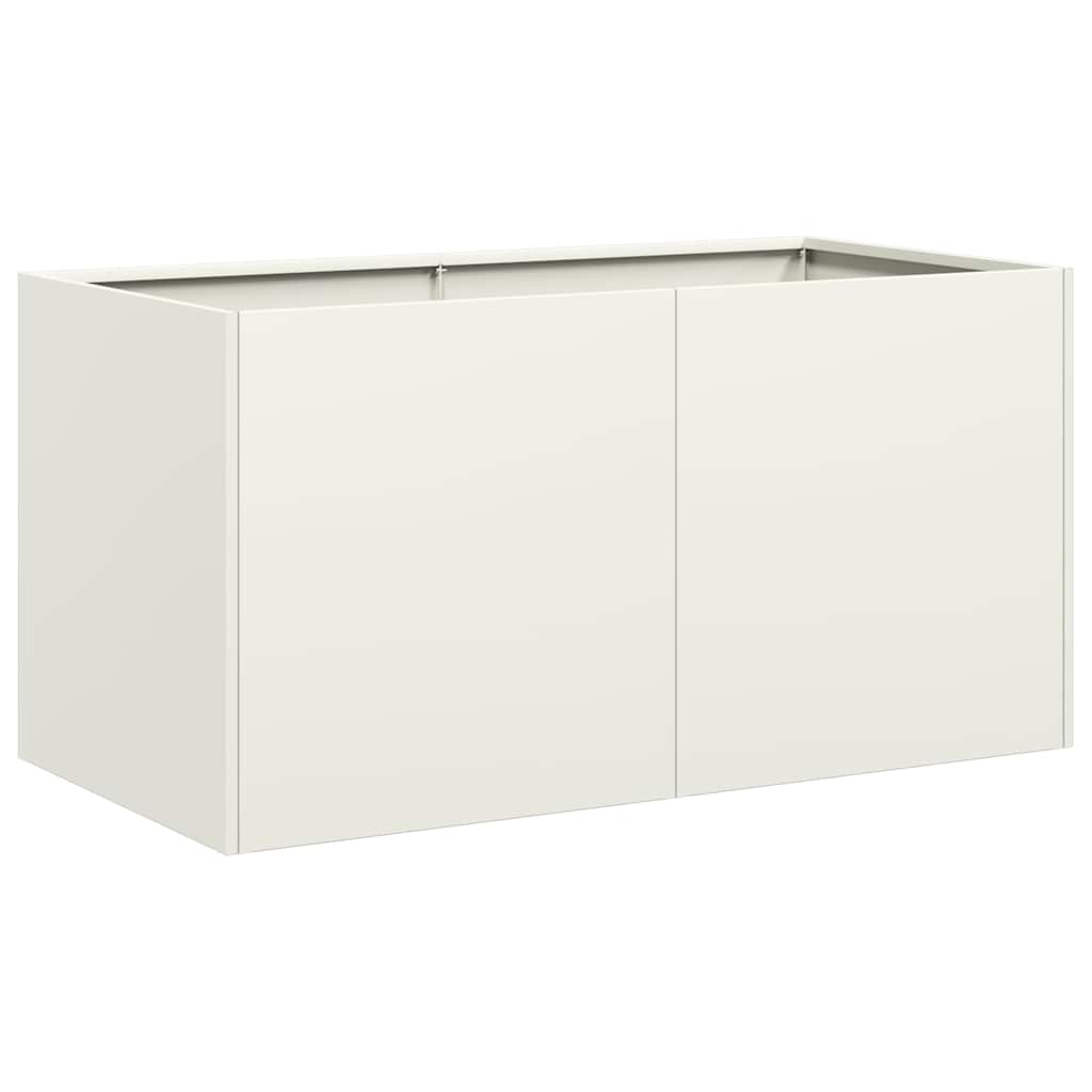 Plantekasse hvit 80x40x40 cm kaldvalset stål