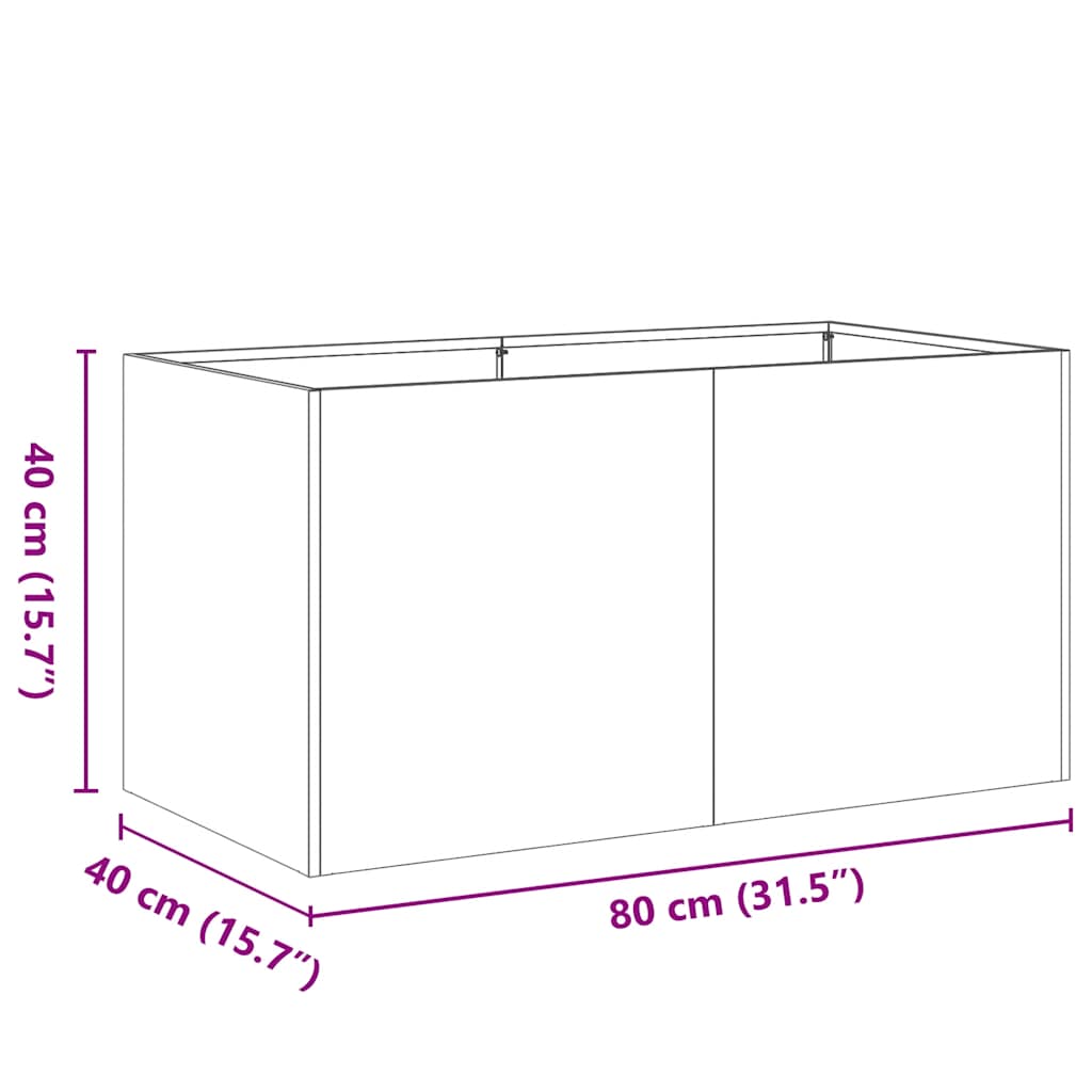 Plantekasse hvit 80x40x40 cm kaldvalset stål