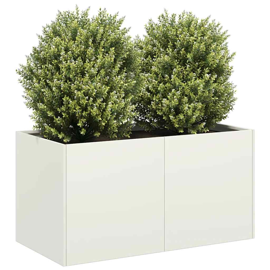 Plantekasse hvit 80x40x40 cm kaldvalset stål