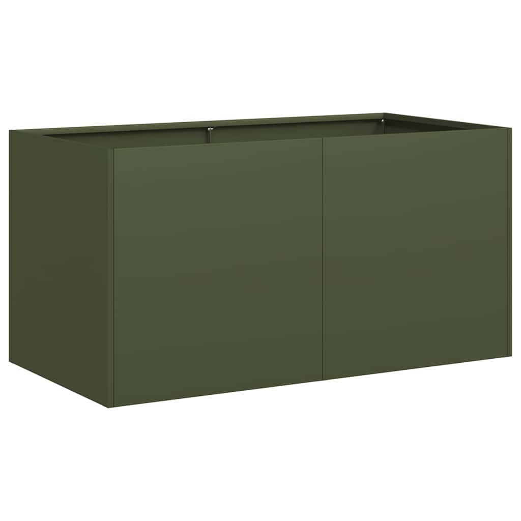 Plantekasse olivengrønn 80x40x40 cm kaldvalset stål