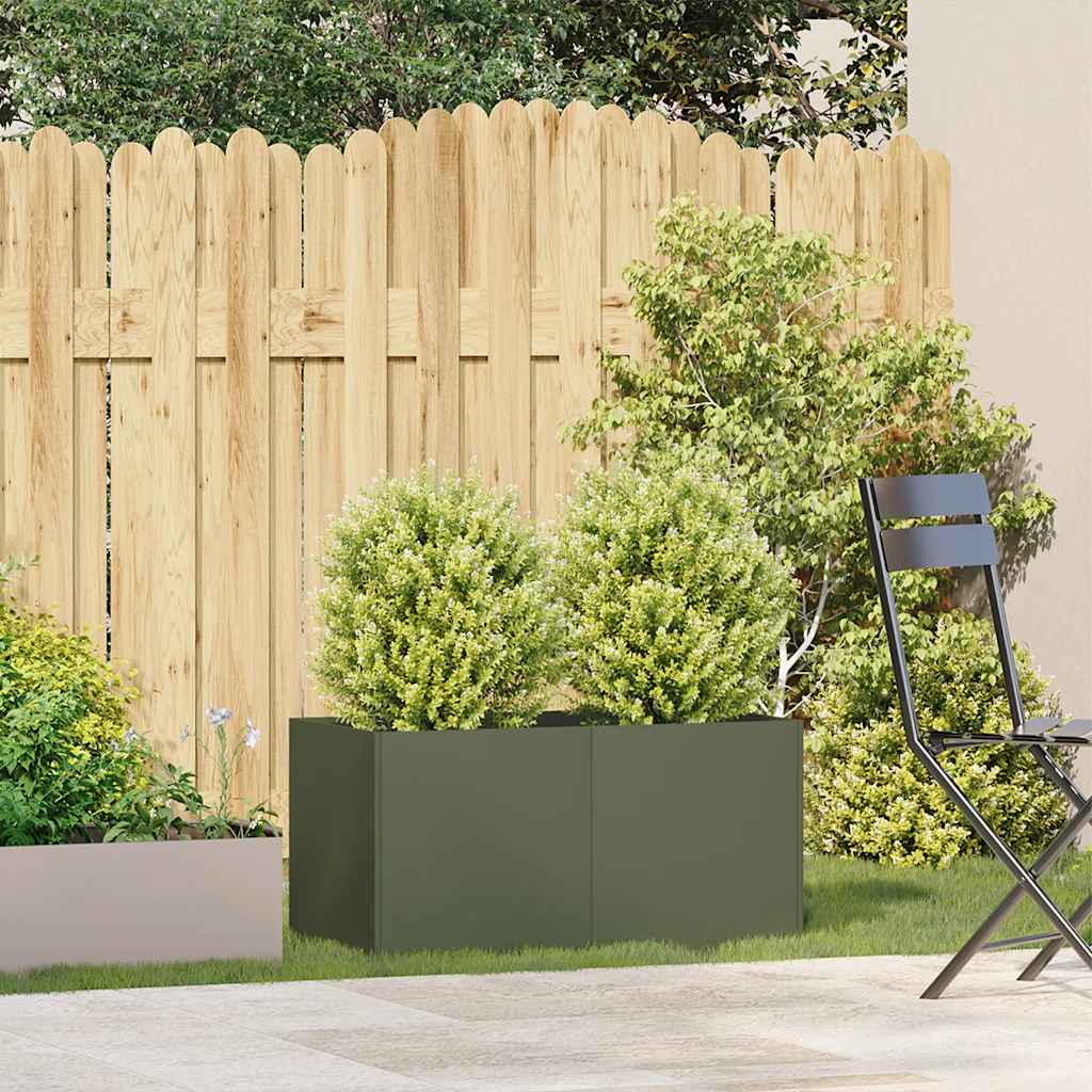 Plantekasse olivengrønn 80x40x40 cm kaldvalset stål