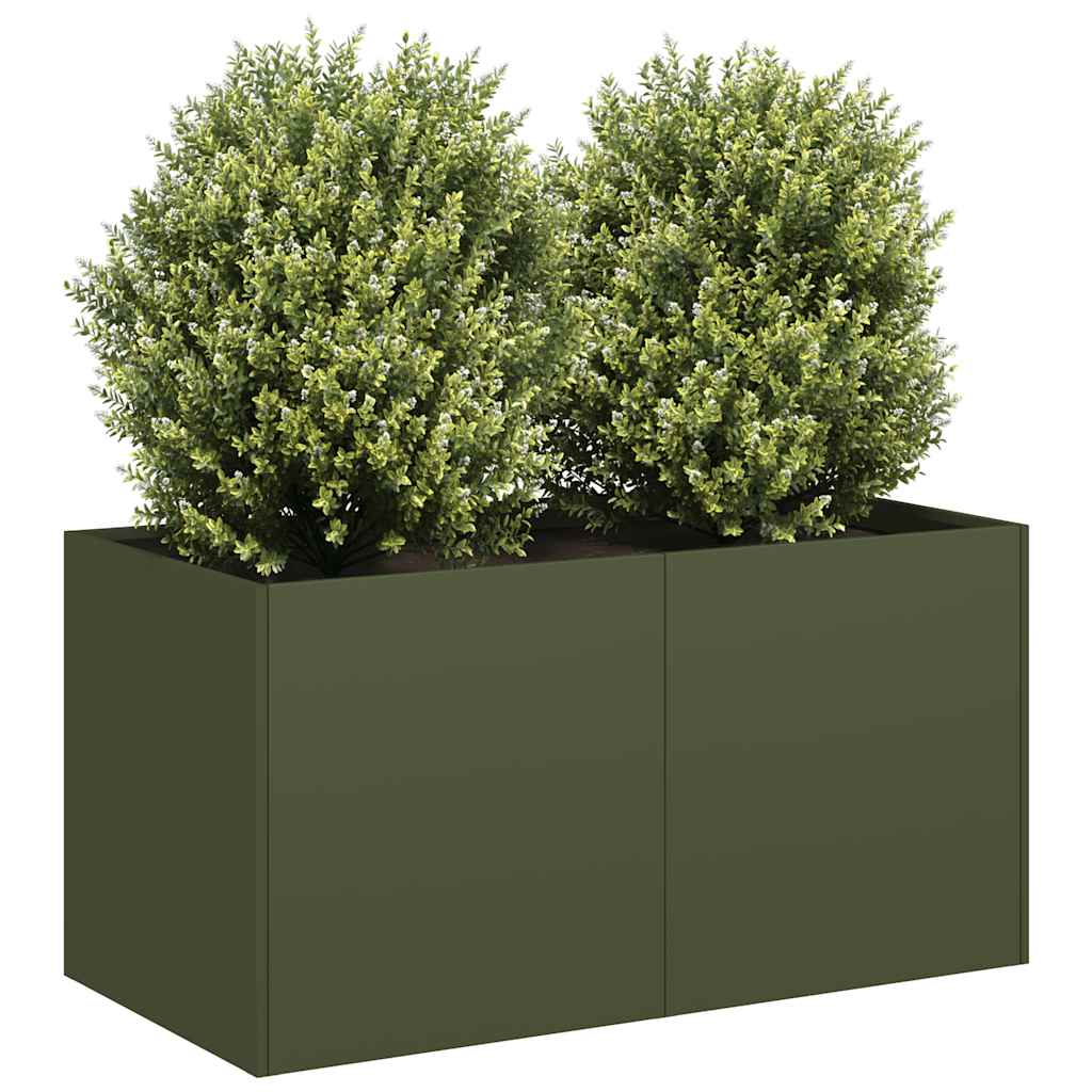 Plantekasse olivengrønn 80x40x40 cm kaldvalset stål