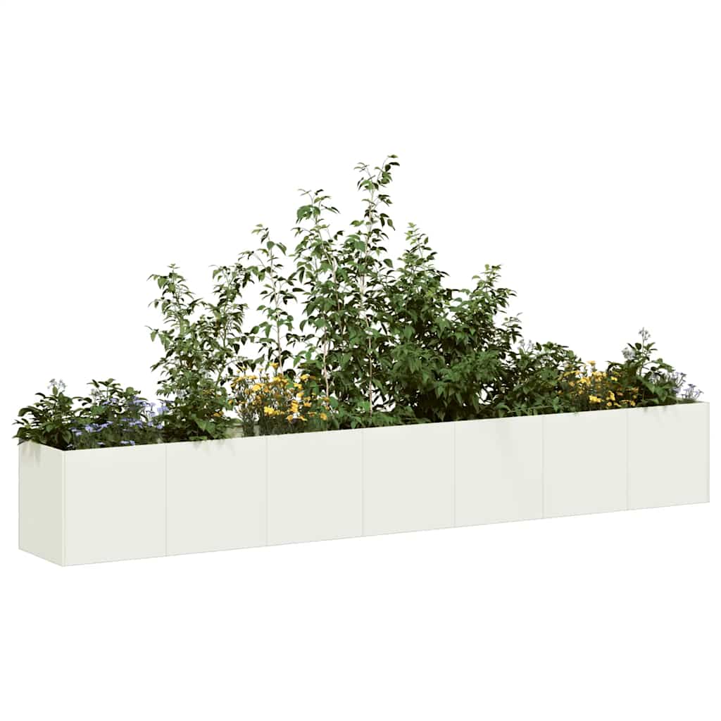 Plantekasse hvit 280x40x40 cm kaldvalset stål