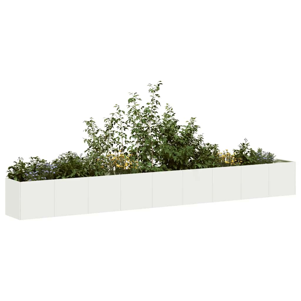 Plantekasse hvit 360x40x40 cm kaldvalset stål
