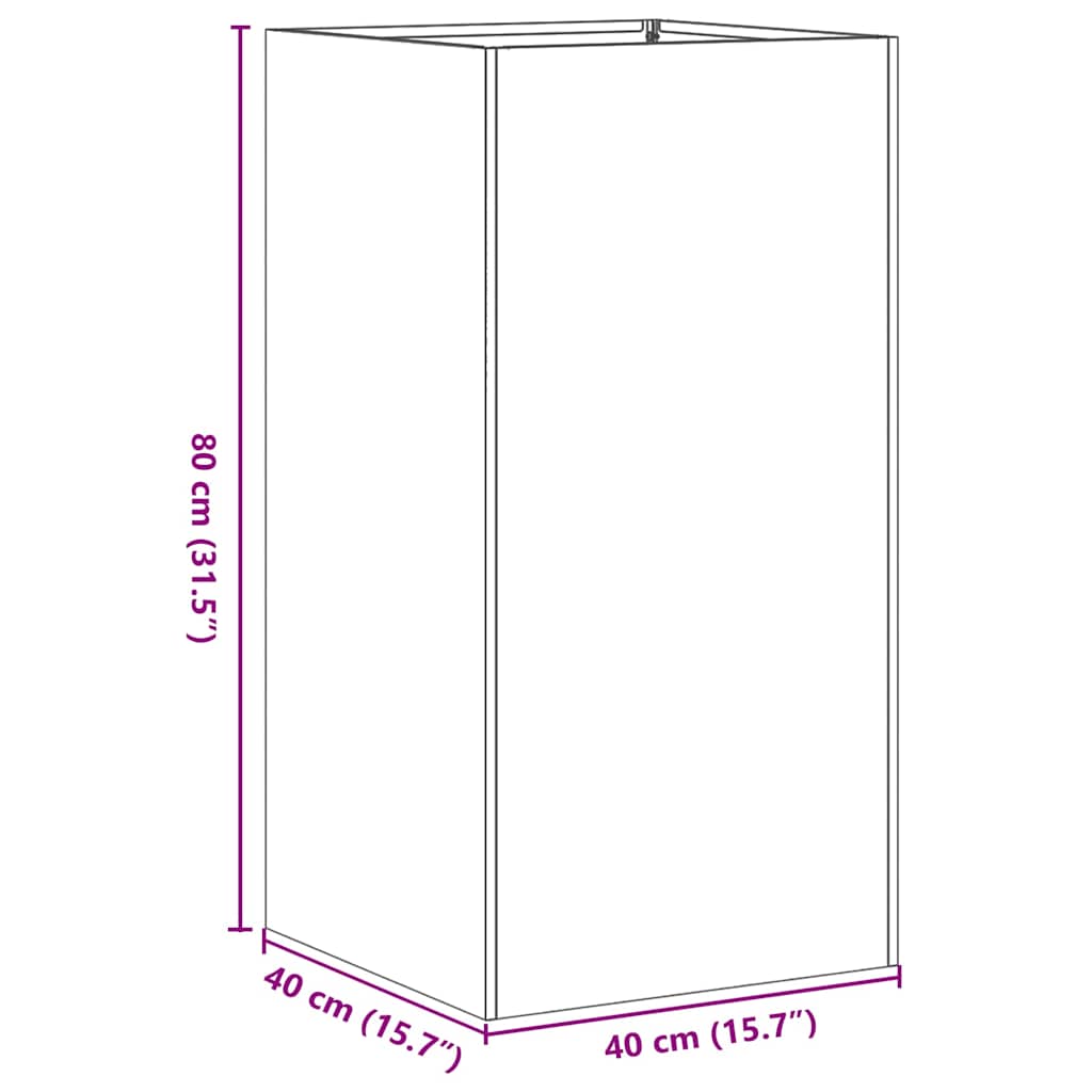 Plantekasse olivengrønn 40x40x80 cm kaldvalset stål