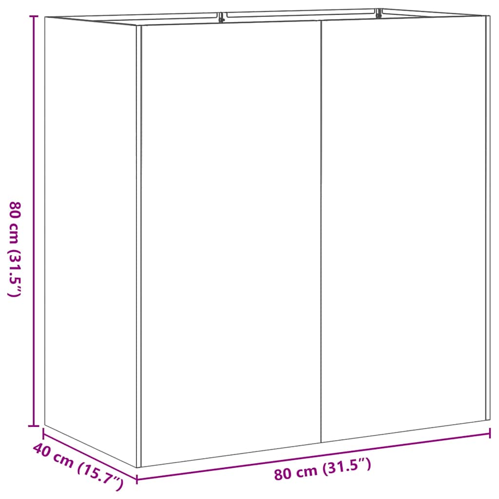 Plantekasse olivengrønn 80x40x80 cm kaldvalset stål