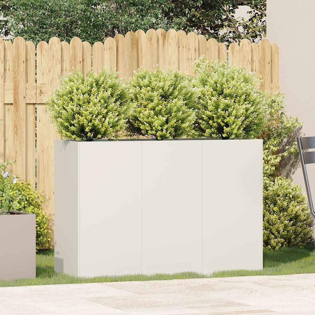 Plantekasse hvit 120x40x80 cm kaldvalset stål