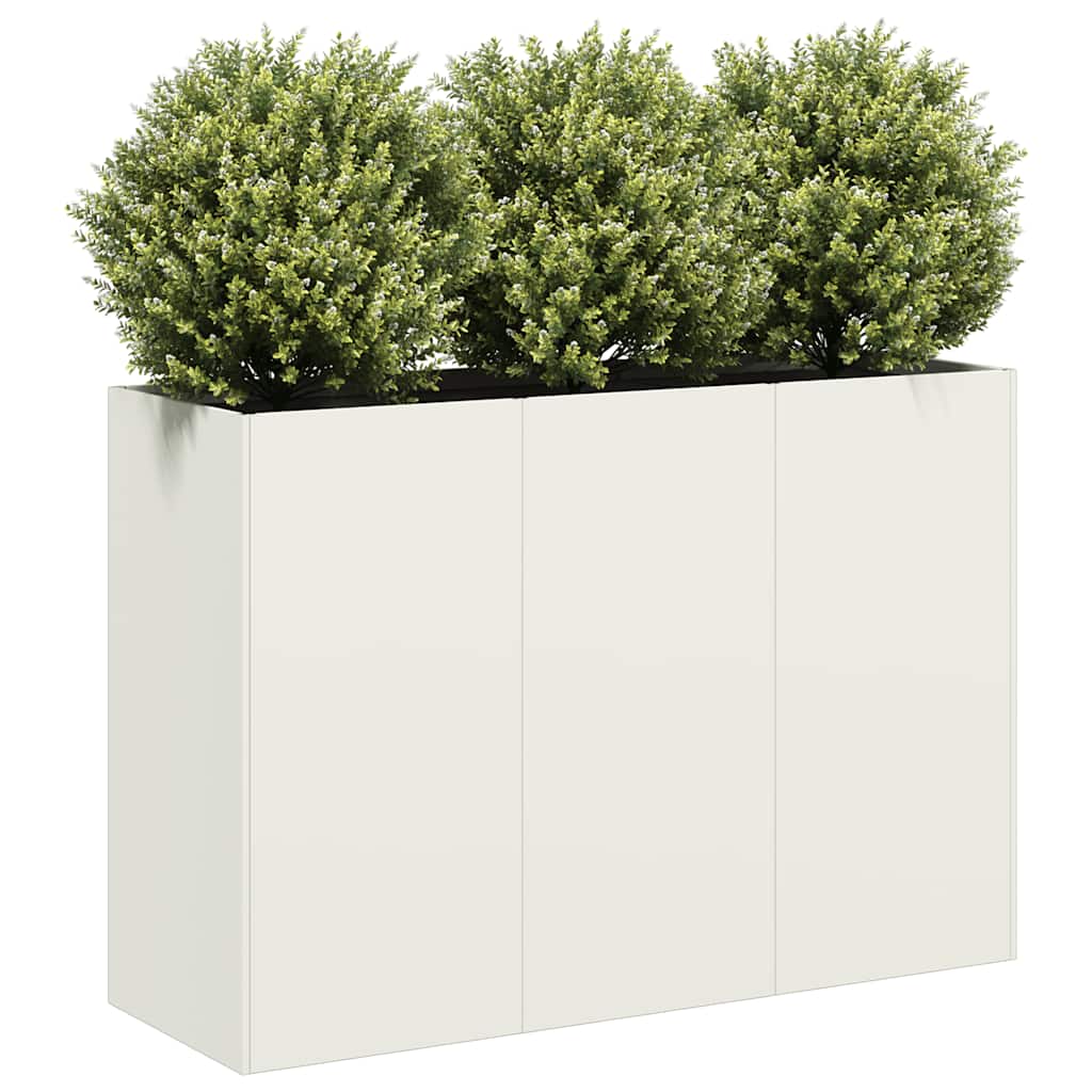 Plantekasse hvit 120x40x80 cm kaldvalset stål