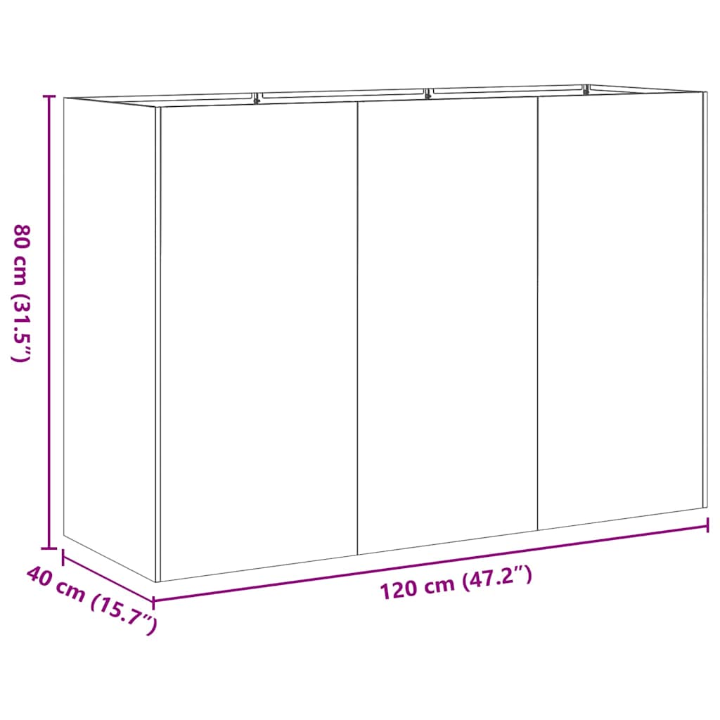 Plantekasse antrasitt 120x40x80 cm kaldvalset stål