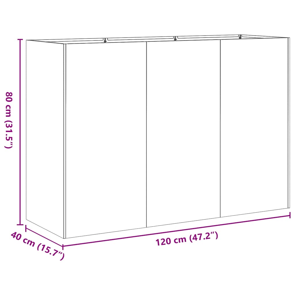 Plantekasse 120x40x80 cm galvanisert stål