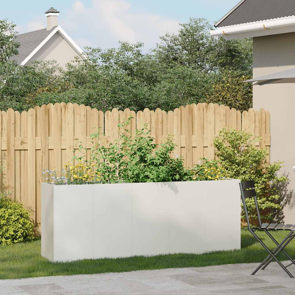 Plantekasse hvit 200x40x80 cm kaldvalset stål